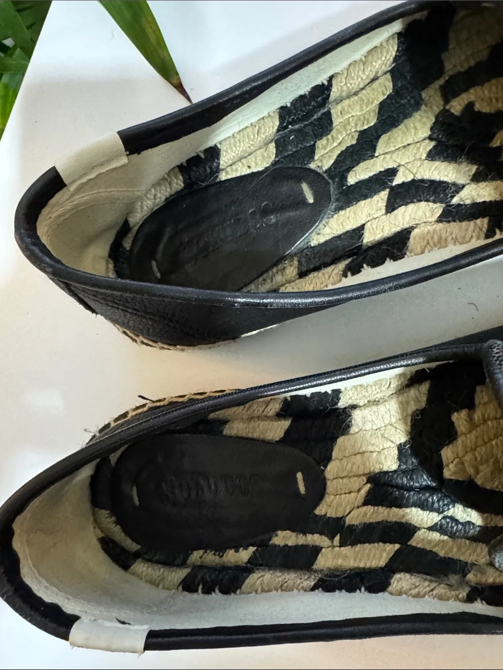 Soludos Black Espadrille Flats with Natural Jute Trim